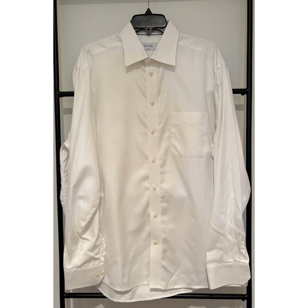 Eton Men's Harrogate Dress Shirt in White Classic Fit Size 17